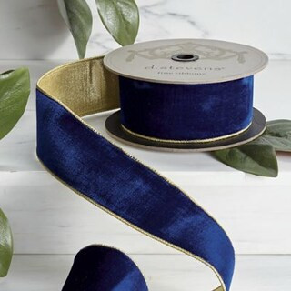 Cobalt Velvet Ribbon with Gold Back | Frontgate | Frontgate