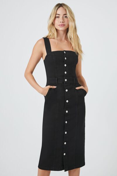 Denim Button-Front Midi Dress | Forever 21 (US)