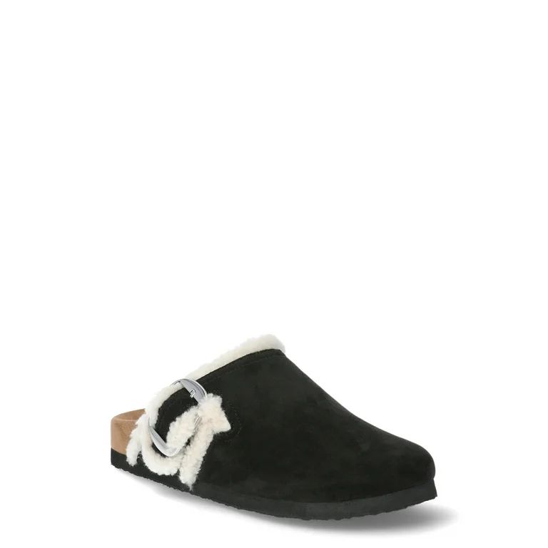 Time and Tru Women's Faux Shearling Cozy Buckle Clogs, Sizes 6-11 | Walmart (US)