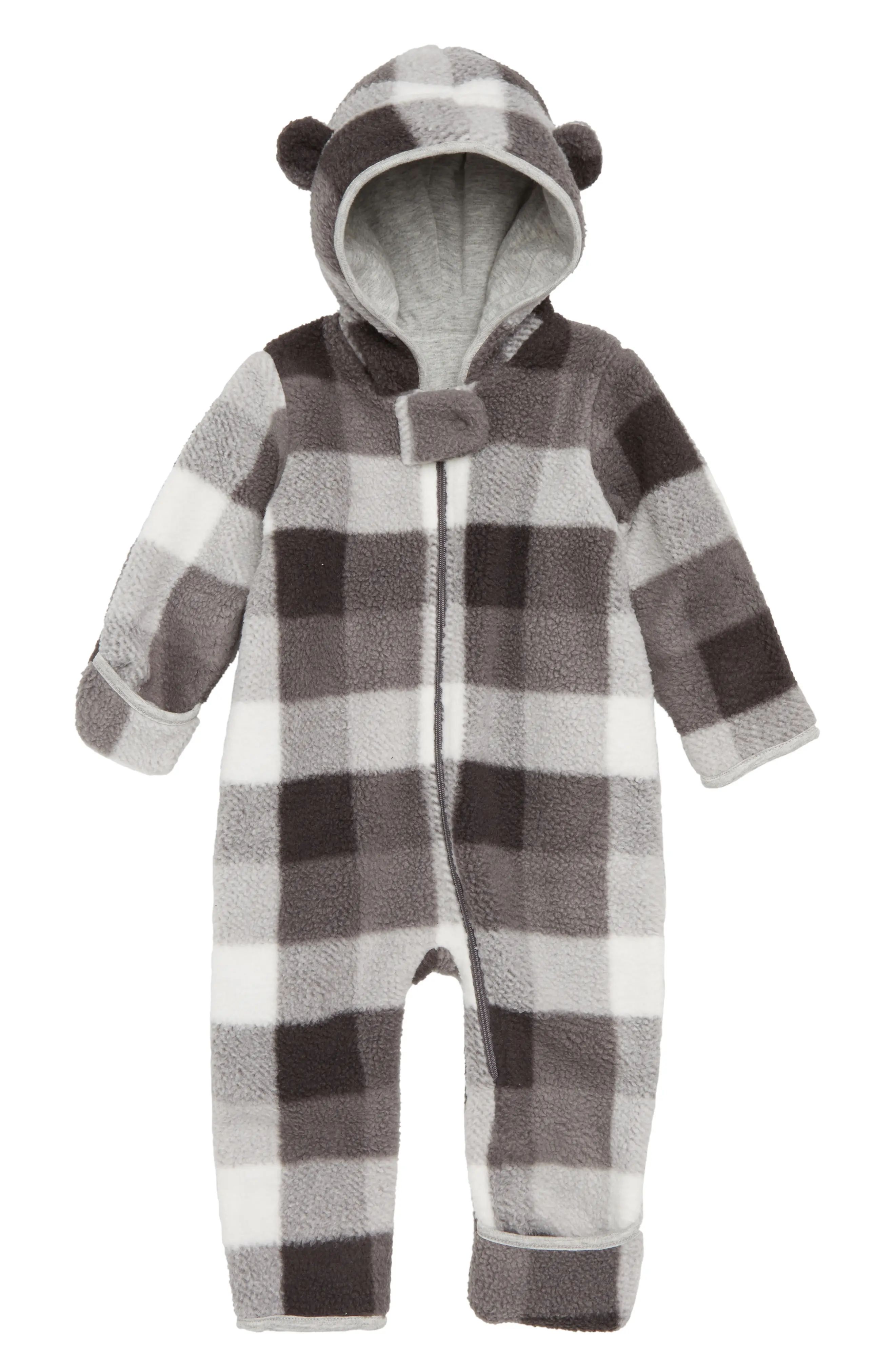 Nordstrom Baby Check Fleece Hooded Bunting (Baby) | Nordstrom