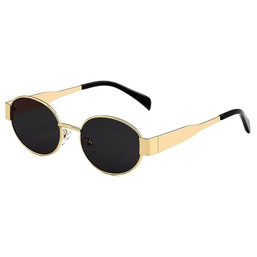 Generic Polarized Oval Women's Sunglasses, Fashion Sunglasses, Metal Frame Trend Sunglasses, Men's Polarized Sunglasses, Girls Retro Oval Sunglasses, Gold | Amazon (US)