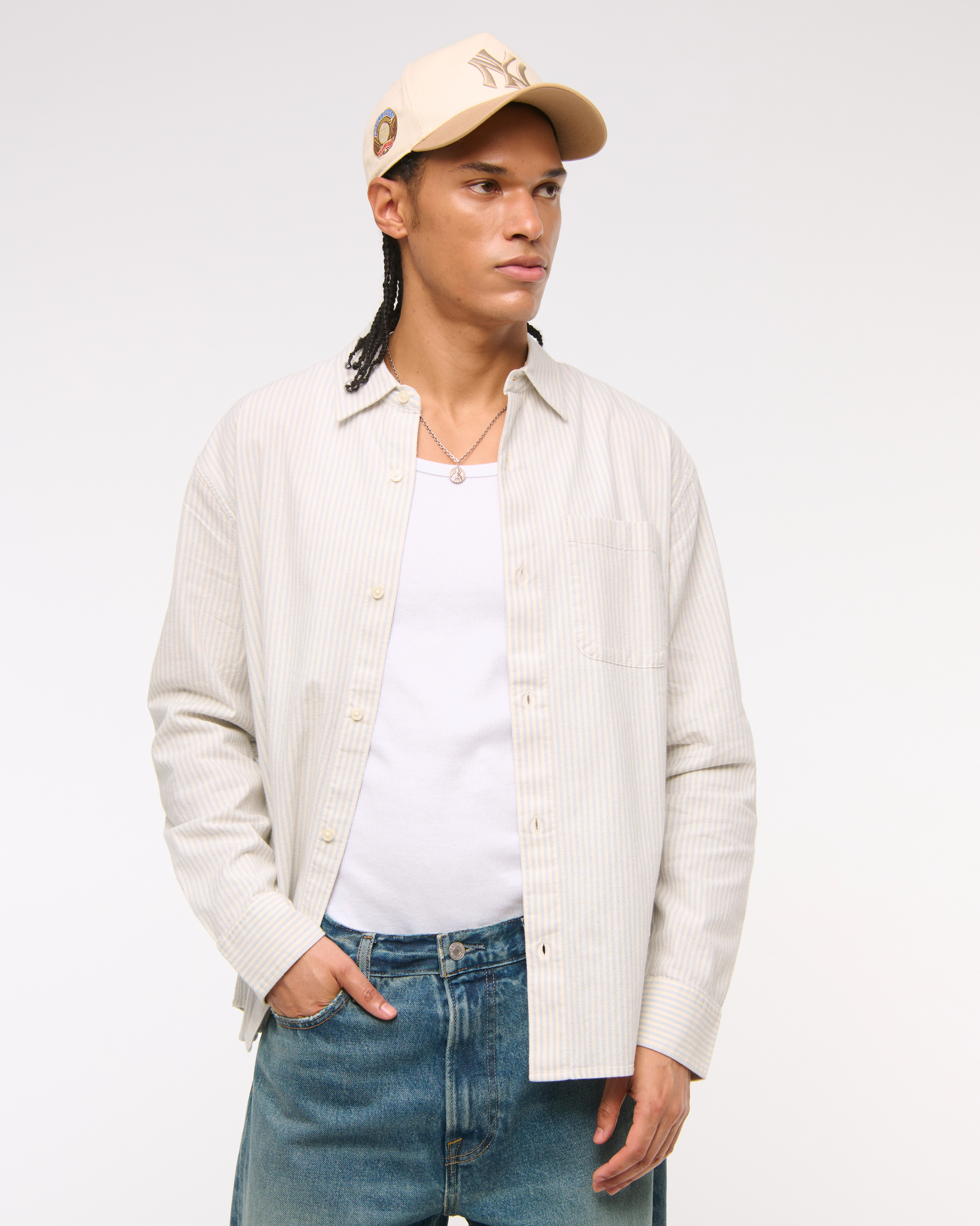 Summer Linen-Blend Button-Up Shirt | Abercrombie & Fitch (US)