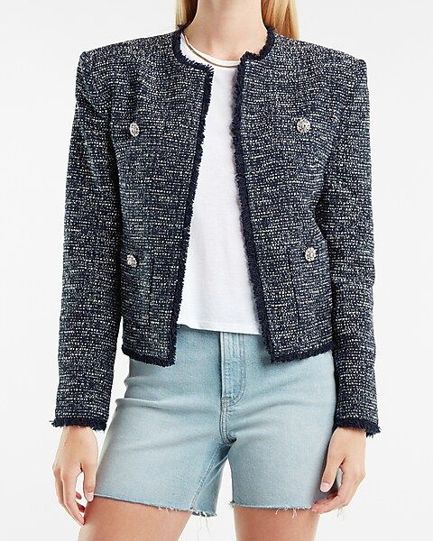 Strong Shoulder Tweed Jacket | Express