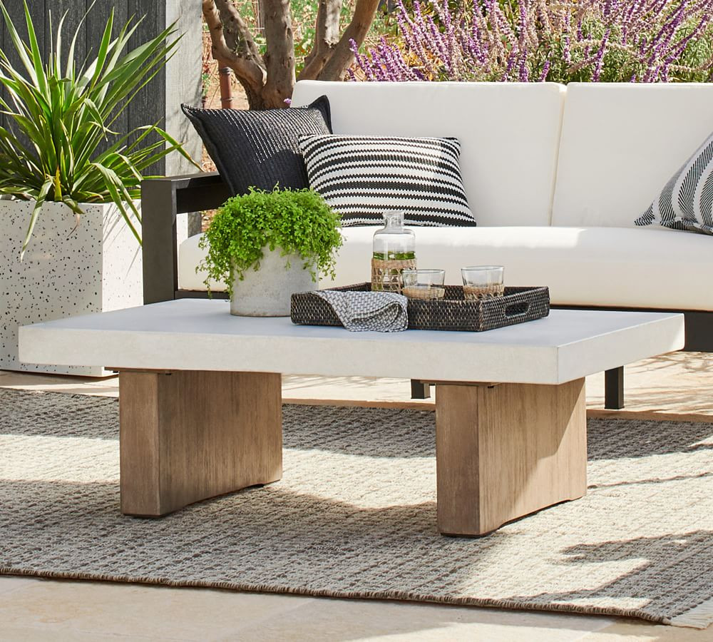 Pomona 50" Concrete & FSC® Acacia  Outdoor Coffee Table | Pottery Barn (US)