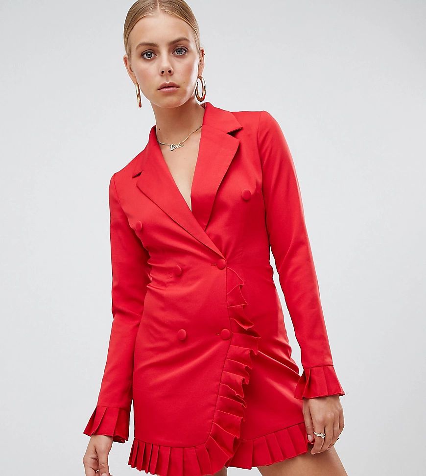 Missguided Pleat Trim Blazer Dress-Red | ASOS (Global)