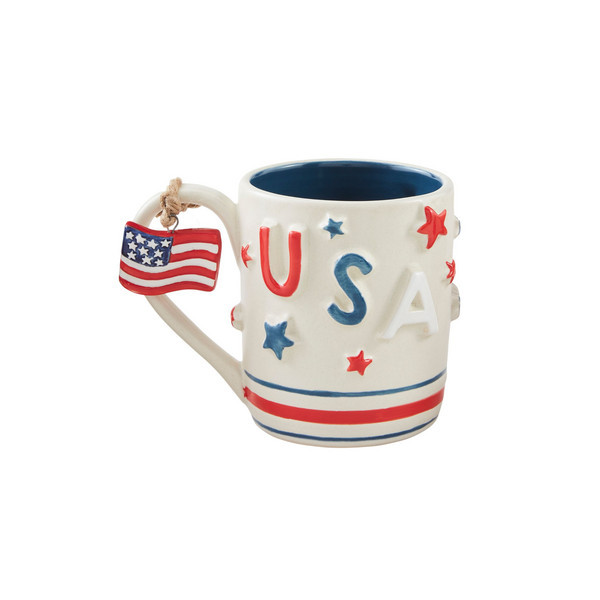 Mud Pie Usa Americana Mug Set in White | Stoneware | Mud Pie
