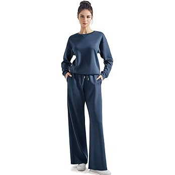 SUUKSESS Women Modal Fall 2 piece outfits Oversized Sweatshirt Wide Leg Pants | Amazon (US)