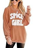 Halloween Graphic Sweatshirts for Women Crew Neck Long Sleeve Top Spice Girl Pumpkin Pullover Sweaters Deep Orange XX-Large | Amazon (US)