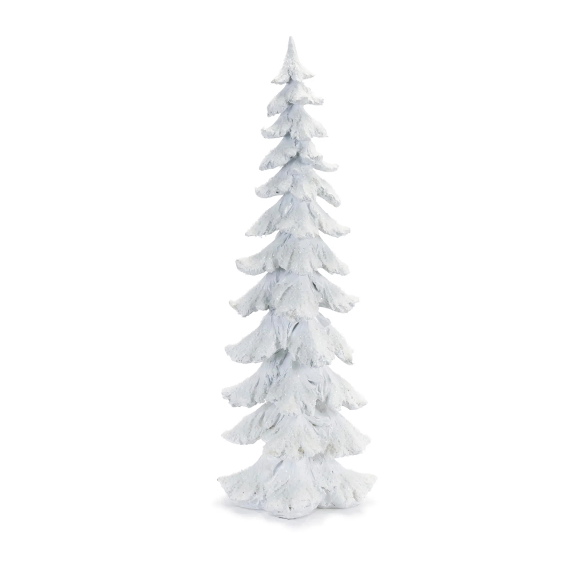 Melrose International Flocked Pine Tree with Carved Design 26"H - White, Silver | Shop Simon