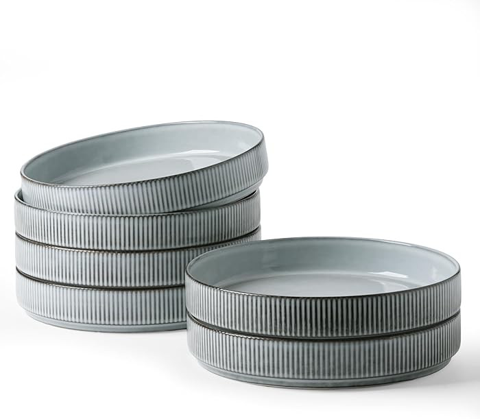 famiware Star 8.25" Pasta Bowls, Large Dinner Bowls Set of 6, Salad Bowl Plates, Shallow Bowls fo... | Amazon (US)