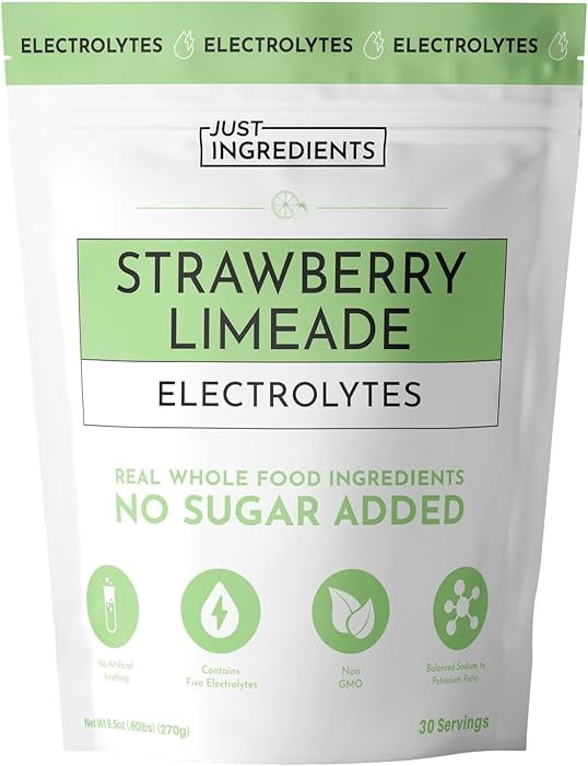 JUST INGREDIENTS Strawberry Limeade Electrolytes Drink Mix - Clean Hydration, No Sugar, Vegan - 3... | Amazon (US)