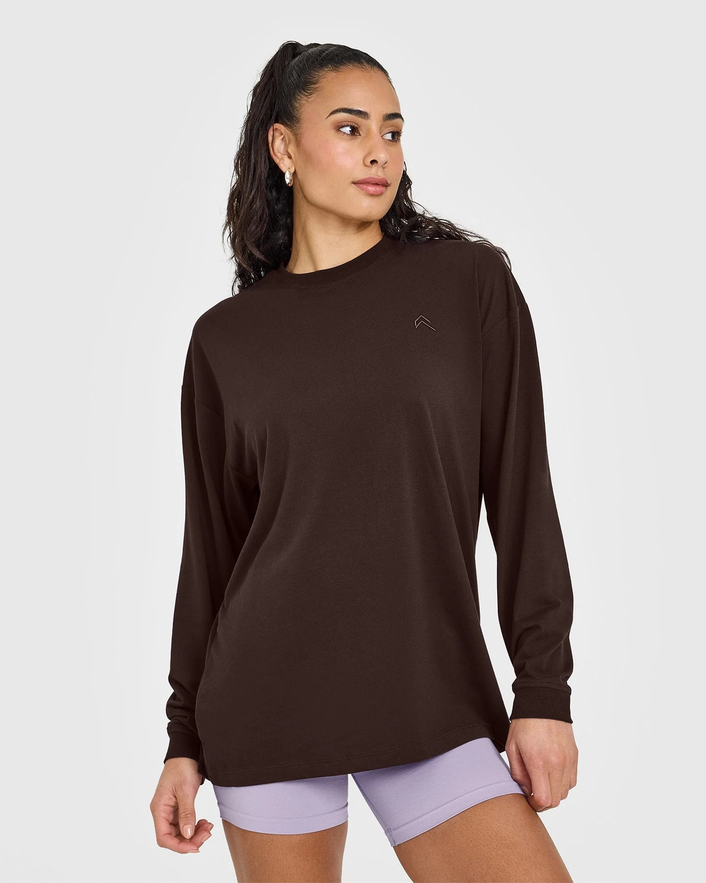 Classic Oversized Lightweight Long Sleeve Top 
 70% Cocoa | Oner Active (UK / US)