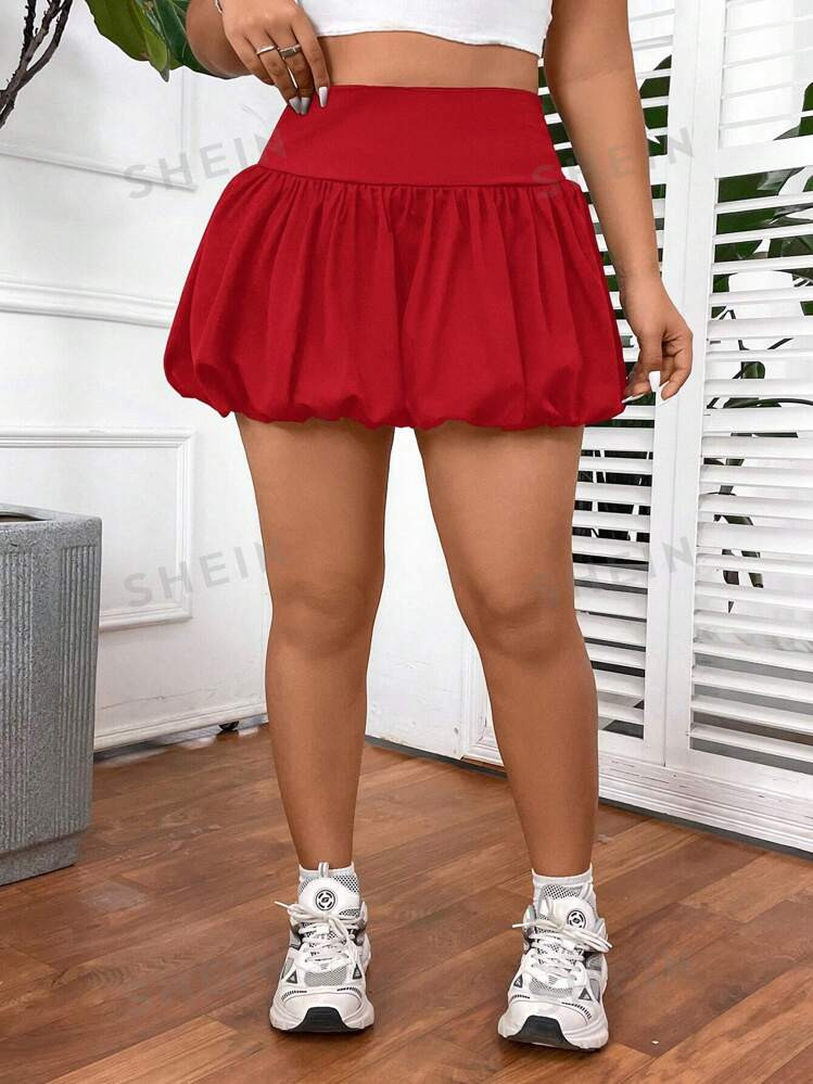 SHEIN EZwear Plus Size Women's Solid Color Simple Casual Skirt | SHEIN