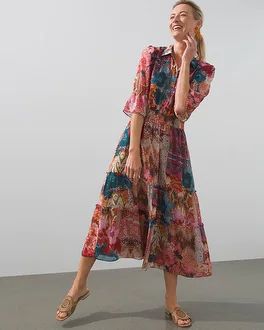 Tapestry Print Tiered Ruffle Dress | Chico's