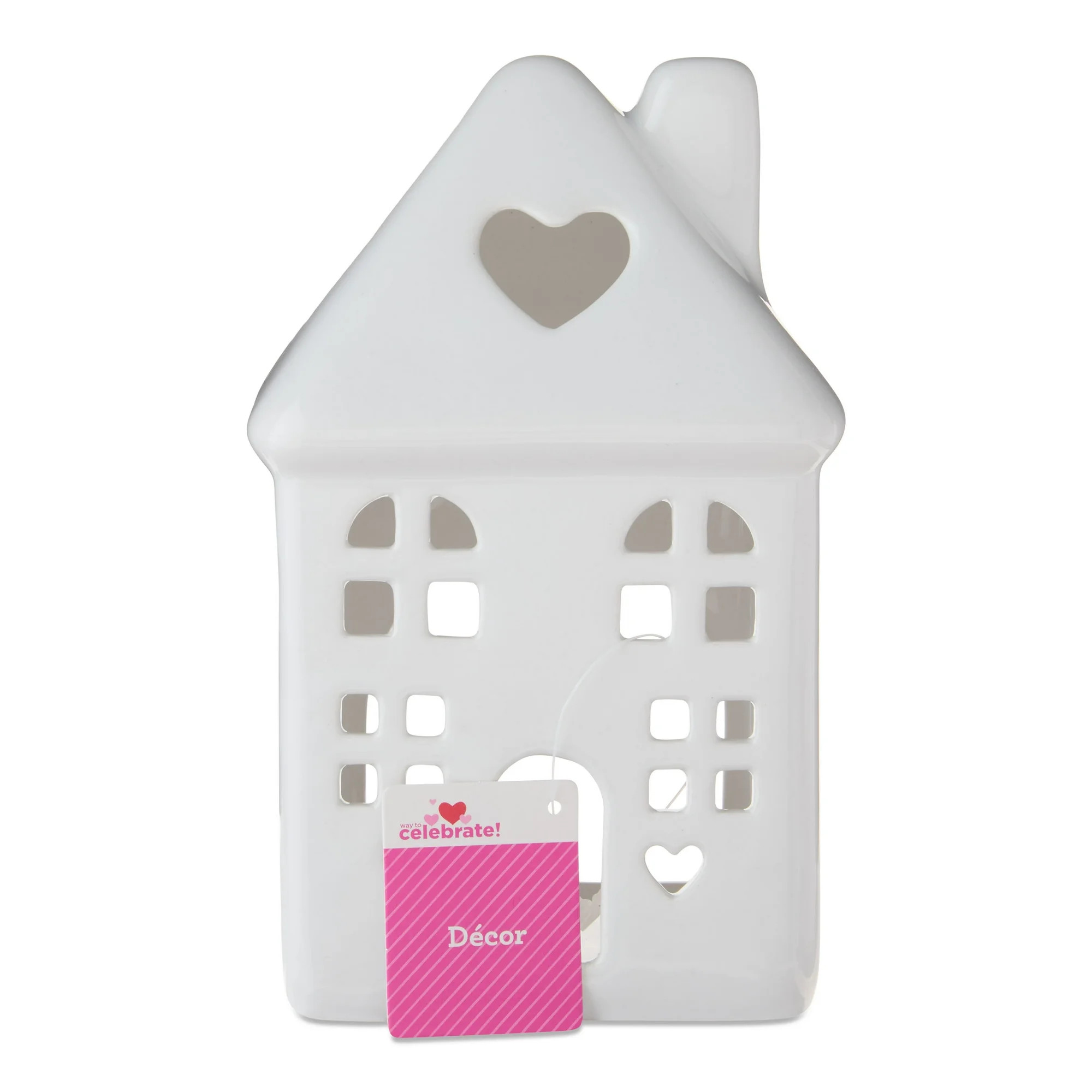 Ceramic House Tabletop Decoration, White, 6", Valentine's Day by Way To Celebrate | Walmart (US)