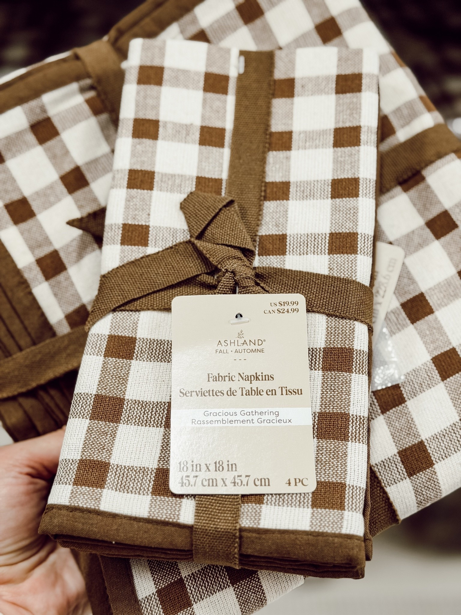 Matching brown gingham napkins, tablecloth, and table runner. @Michaels

#LTKHome #LTKSeasonal