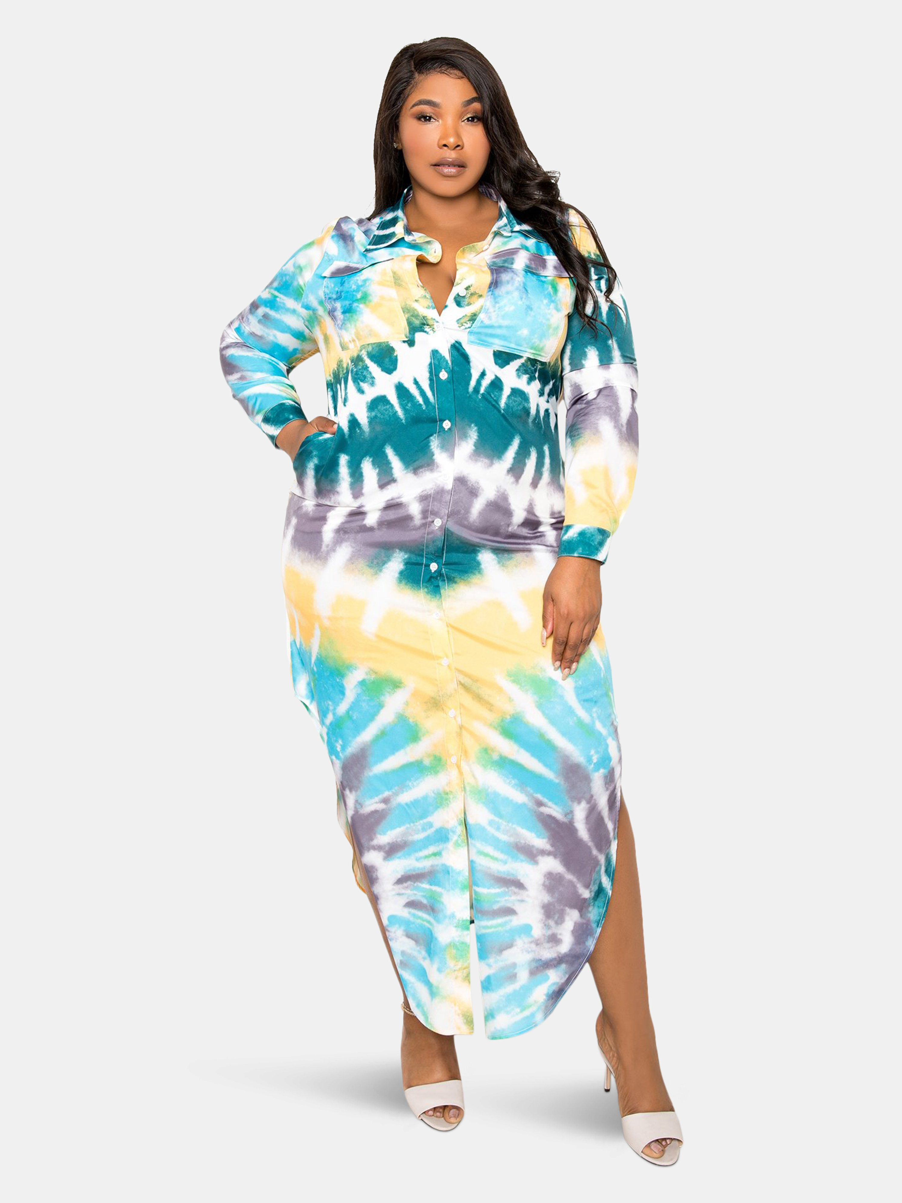 Tie-Dye Shirt Dress - 3X - Also in: 2X, 1X | Verishop