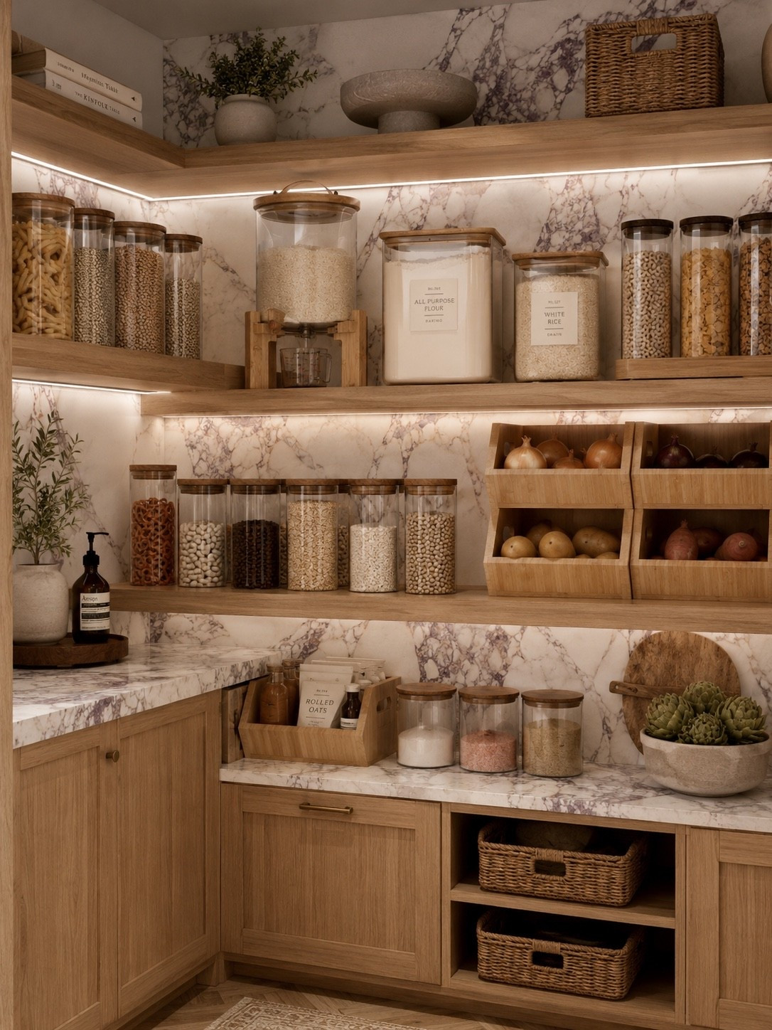 The key to an aesthetic organized pantry is sticking to one type of organization jar. I love these glass jars with wood lids and the stacking containers for veggies.

#LTKHome #LTKselfcare #LTKmomlife