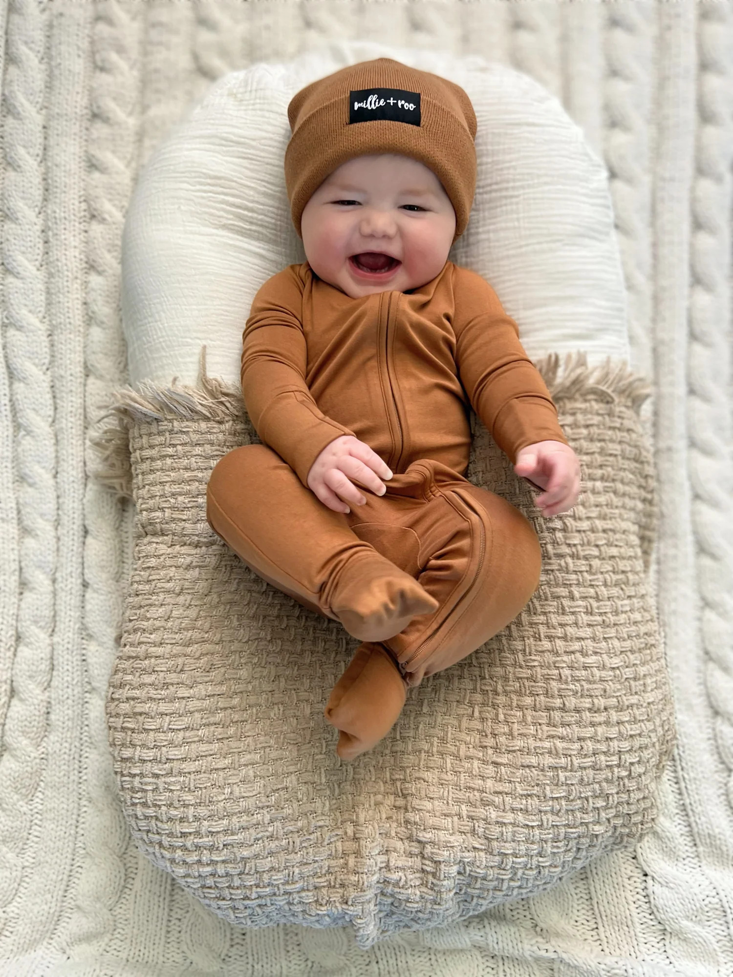 ZIP ROMPER - Caramel | millie + roo