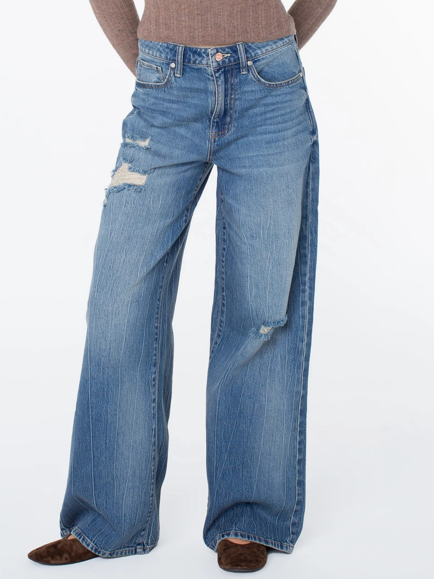 Celebrity Pink Women's and Women's Plus Relaxed High Rise Wide Leg Jeans, Sizes 1-24 | Walmart (US)
