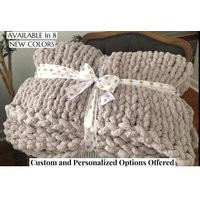 Chunky Fuzzy Hand Knit Chenille Throw | Etsy (US)