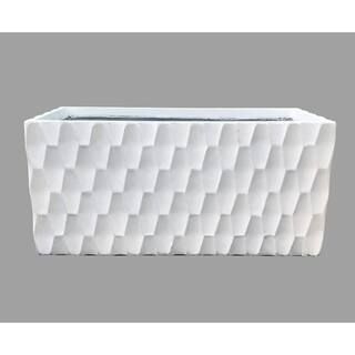 KANTE Large 31.5 in. L Pure White Lightweight Concrete Retro Rectangle Outdoor Planter-RF0203B-C8... | The Home Depot