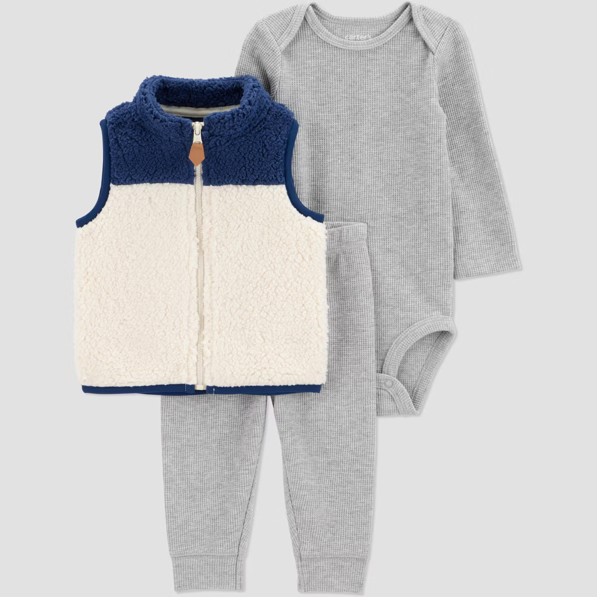 Carter's Just One You® Baby Boys' 3pc Long Sleeve Bodysuit with Pants and Vest Set - Blue | Target