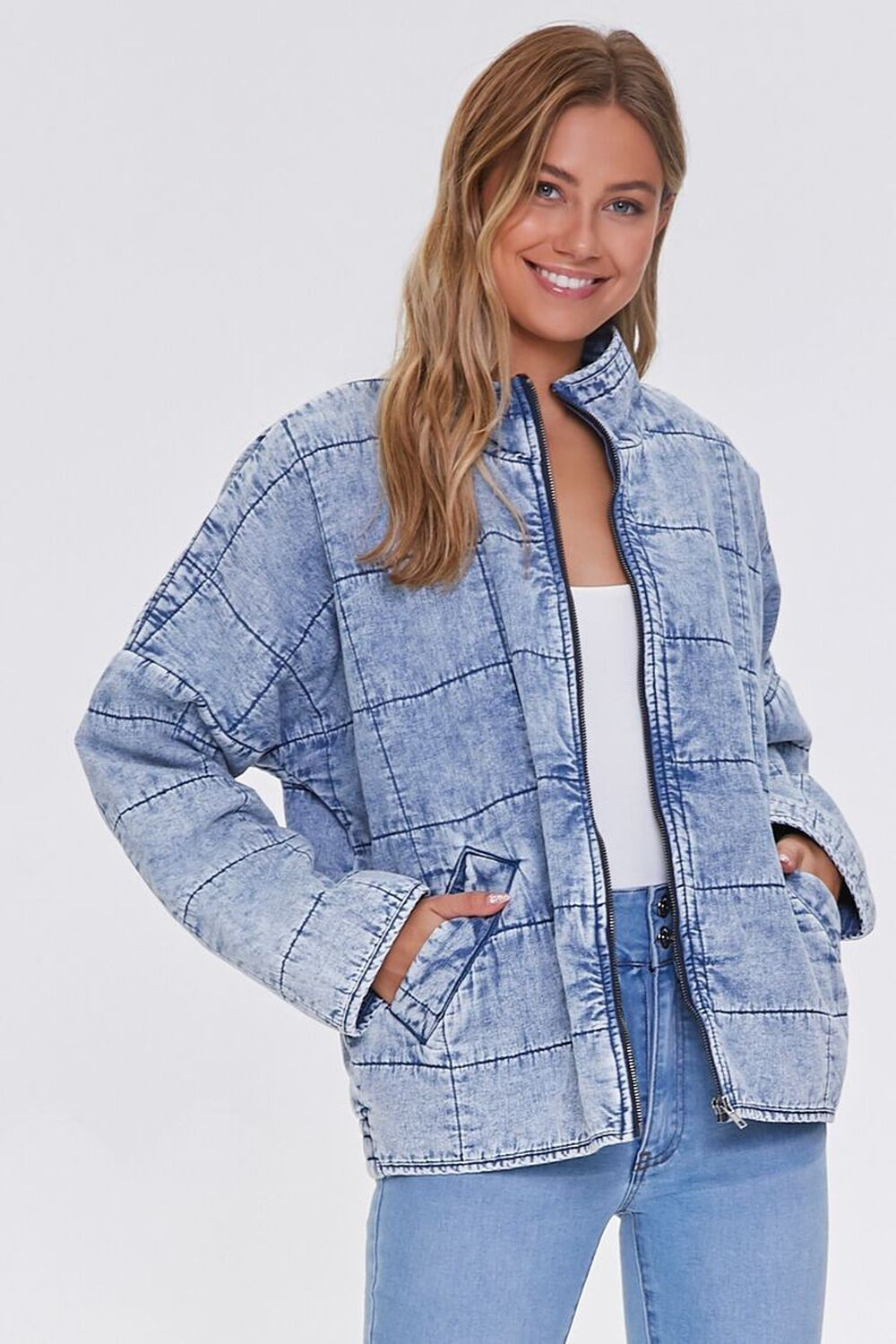 Acid Wash Quilted Denim Jacket | Forever 21 | Forever 21 (US)