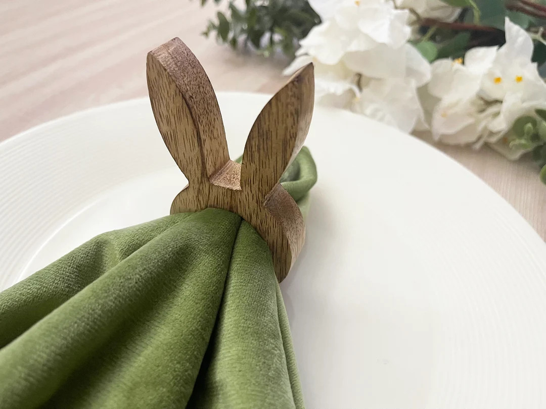 Set of 6/8, Easter Wooden Napkin Rings, Bunny Napkin Ring - Etsy | Etsy (US)