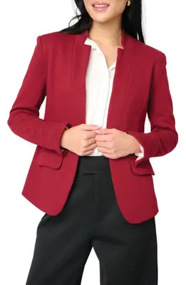 GIBSONLOOK Inverted Notch Collar Cotton Blend Knit Blazer in White at Nordstrom, Size Medium | Nordstrom