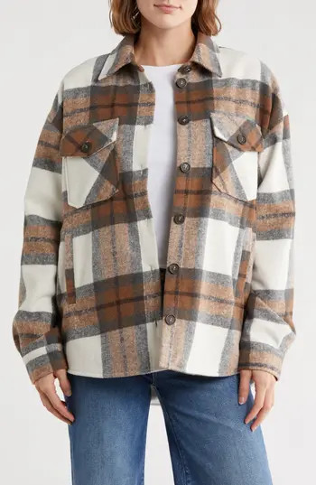 Thread & Supply Plaid Shacket in Brown Grey at Nordstrom Rack, Size X-Large | Nordstrom Rack