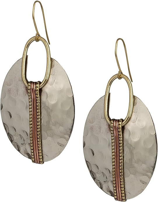 Boho Oval or Round Ethnic Hammered Earring for Women | Amazon (US)