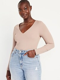 Long-Sleeve Double-Layer Sculpting Cropped T-Shirt for Women | Old Navy (US)