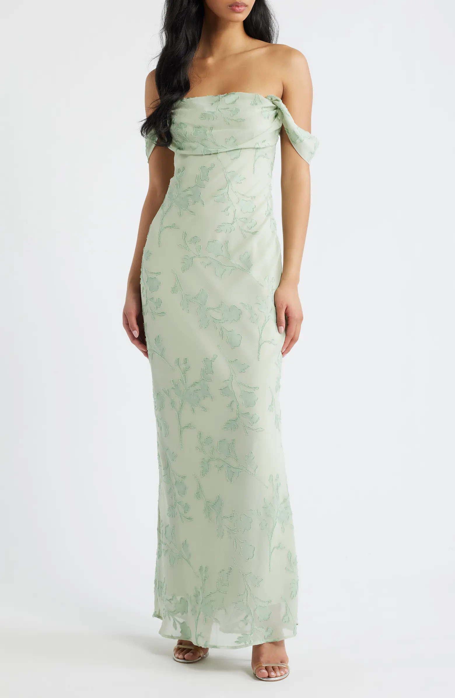 Princess Polly Azura Off the Shoulder Floral Burnout Gown | Nordstrom | Nordstrom