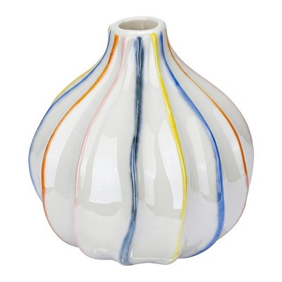 REGALWOVEN Modern Ceramic Vase for Home Decor - Aesthetic Ribbed Flower Vase for Single Stem 4.1"L x 4.1"W x 4.1"H Rainbow | Target