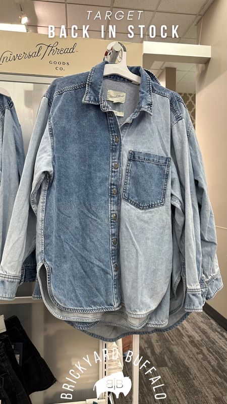 Back in stock 🚨 this oversized denim shirt is a summer style staple! Grab it online because it’s nearly impossible to get in store! 

#LTKSeasonal #LTKActive #LTKGiftGuide
