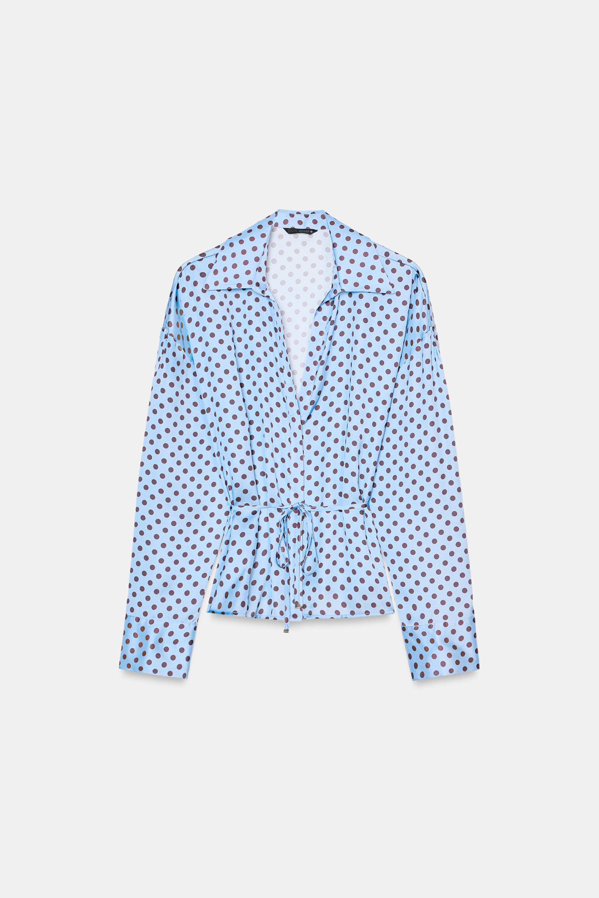 POLKA DOT SATIN SHIRT WITH BELT | Zara UK