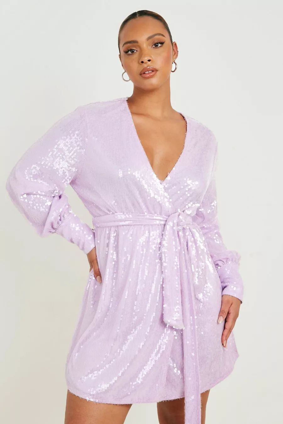 Plus Sequin Wrap Dress | Boohoo.com (US & CA)