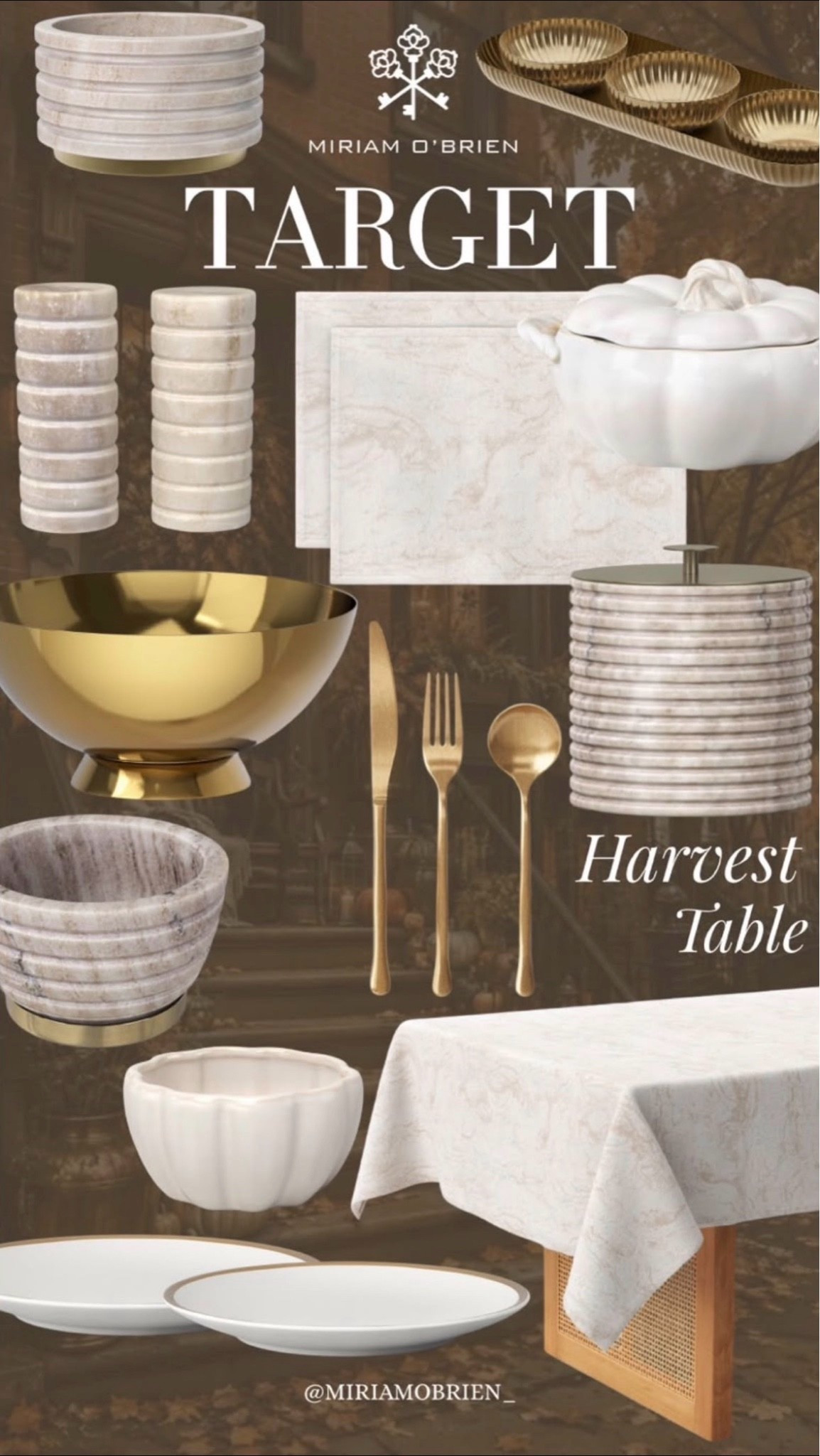Fall tablescape dreams 🍂🤎 Target is seriously delivering this season! I’m loving all the warm neutrals, textured serving pieces, gold accents, and timeless white dishes. These are the pieces that make your table feel elevated without having to spend a fortune.

Save this for your next fall hosting refresh! ✨

Follow @MiriamObrien on Instagram and TikTok for more home finds & seasonal inspiration.

#TargetFinds #TargetStyle #TargetHome #TargetDecor #FallDecor #FallTablescape #Tablescape #FallTable #ThanksgivingDecor #ThanksgivingTable #HomeDecor #HomeInspiration #HostingIdeas #LTKHome #LTKFinds #LTKCreator #AmazonFinds #FallHomeDecor

#LTKOver40 #LTKHome #LTKSeasonal