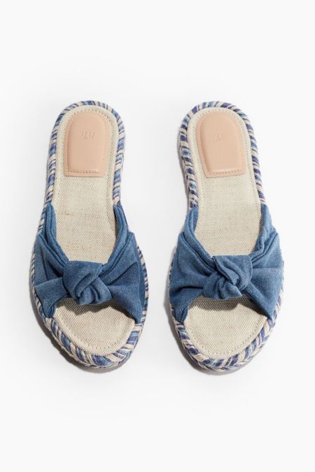 Blue knotted espadrille slide sandals 

#LTKfindsunder50 #LTKstyletip #LTKshoecrush