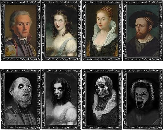 OEDOC 4Pack 10.2x14.5 Halloween Decorations 3D Changing Face Expression Moving Portrait Picture F... | Amazon (US)