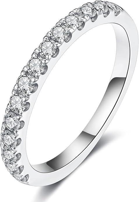 IMOLOVE Lab Grown Diamond Wedding Bands, 0.3-0.42 Carat, Eternity Rings in 18K White Gold & Sterl... | Amazon (US)