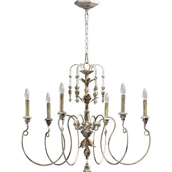 Bouverie French White Six-Light Chandelier | Bellacor