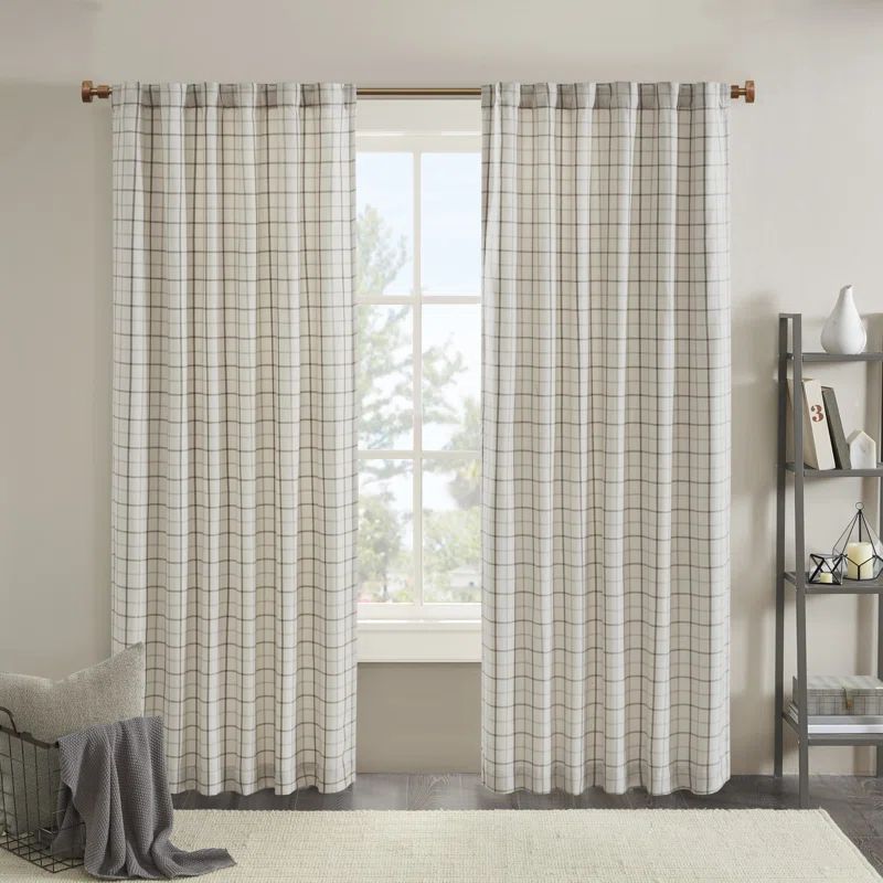 Anaheim Woven Plaid Room Darkening Thermal Fleece Lined Single Curtain Panel | Wayfair North America