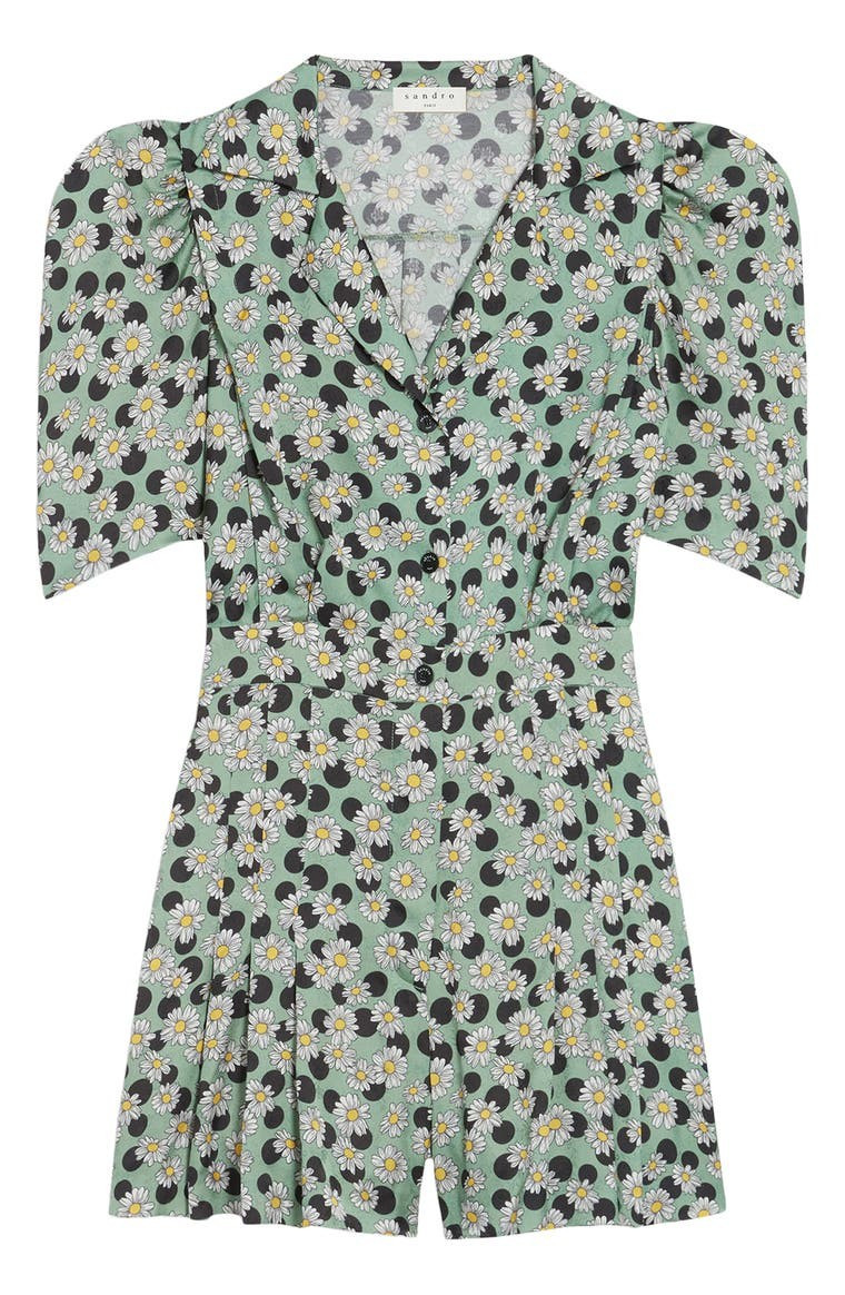 sandro Daisy & Dot Print Short Sleeve Playsuit | Nordstrom | Nordstrom