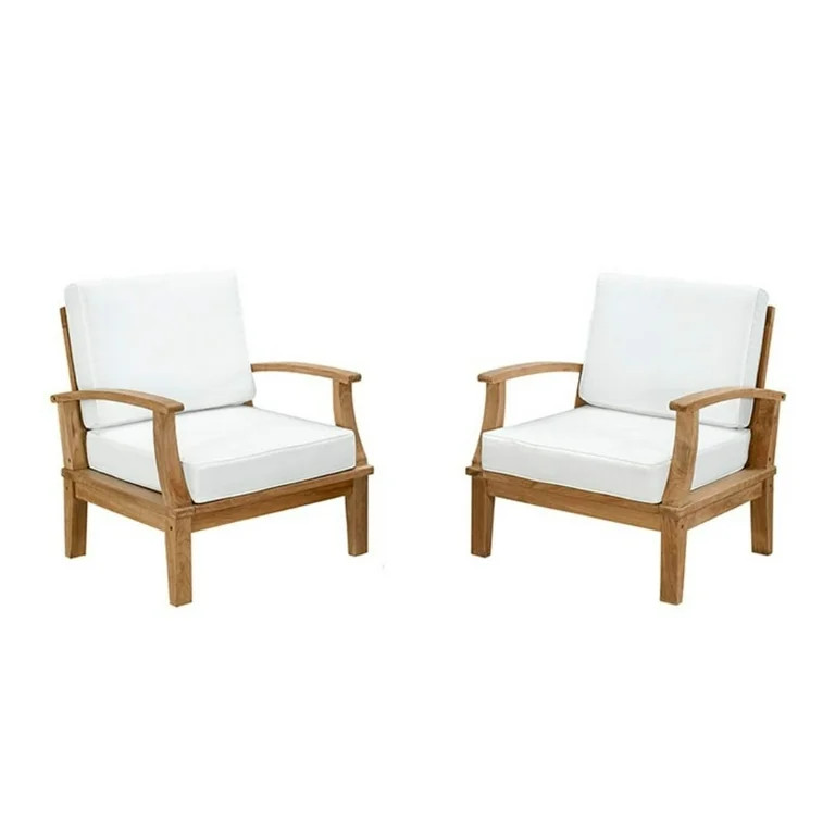 Marina 2 Piece Outdoor Patio Teak Sofa Set Natural White Size : 32.5"Lx45"Wx31.5"H | Walmart (US)