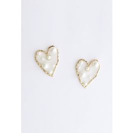 Pearl Trimmed Heart Earrings | Chicwish