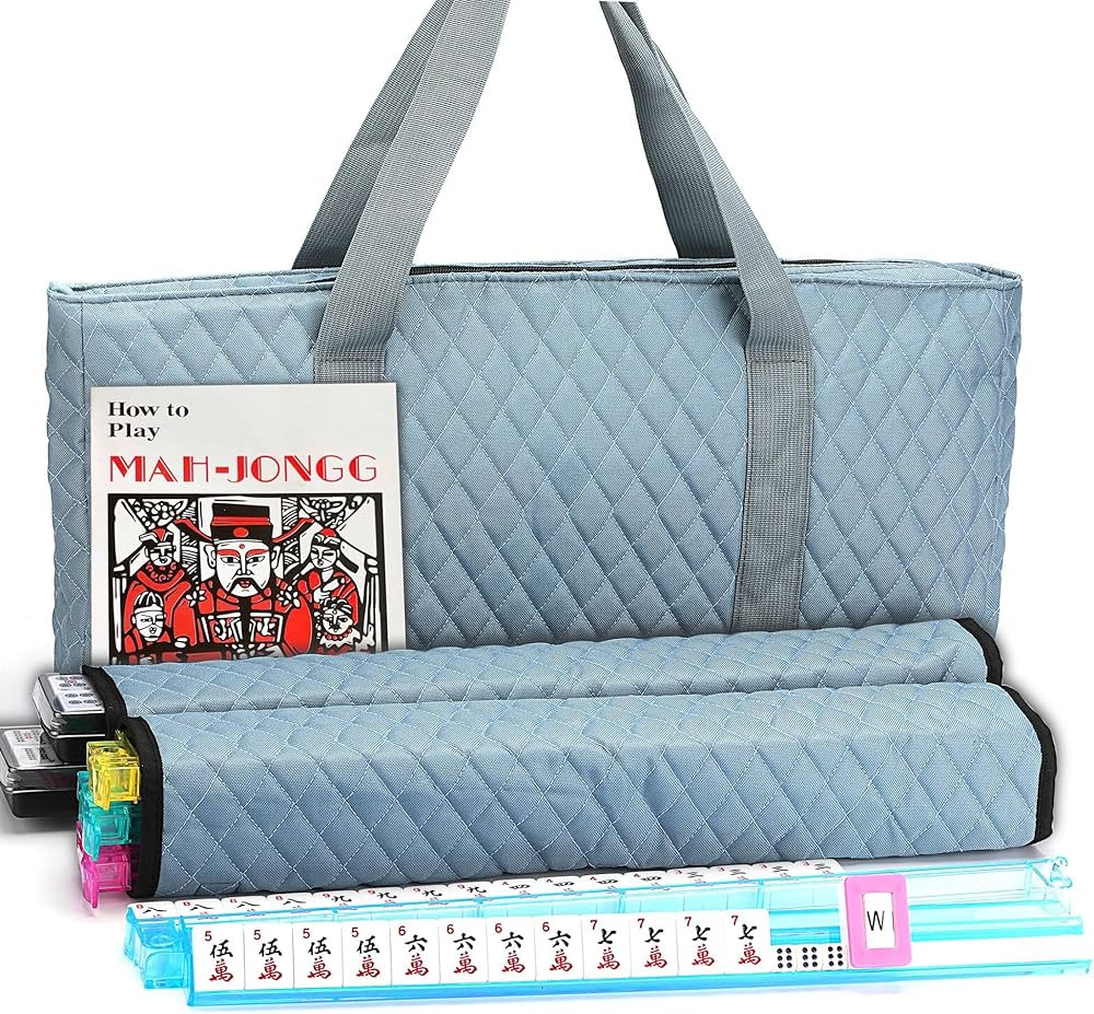 American Mahjong Game Set - Pearl Gray Quilted Soft Bag - 166 White Engraved Tiles, 4 All-in-One ... | Amazon (US)
