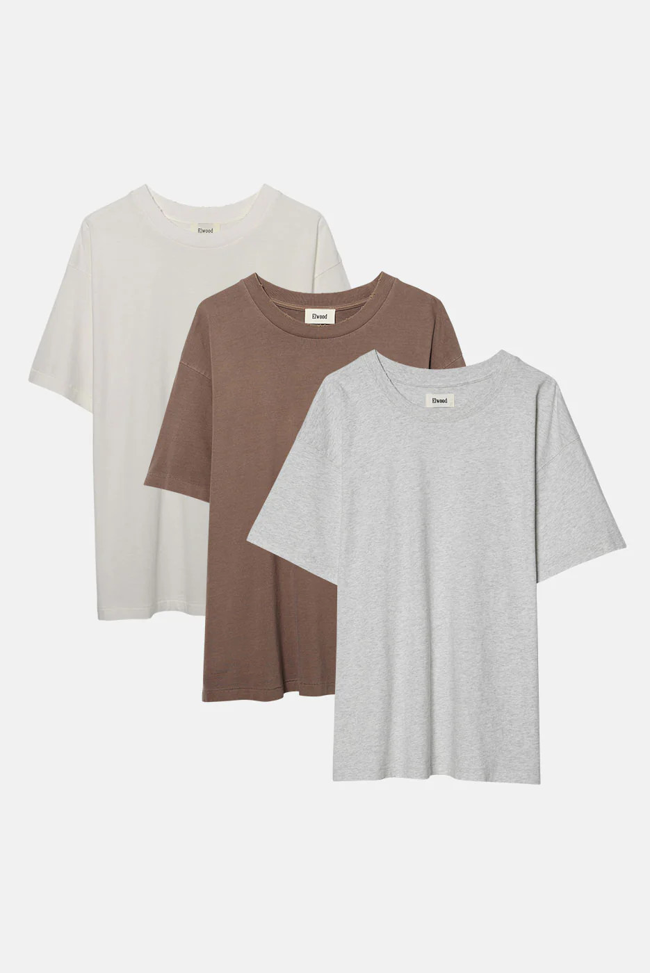 CORE TEE 3 PACK VINTAGE ASH GREY + BROWN + WHITE / M | Elwood Clothing