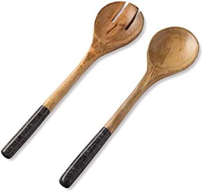Salad Servers or Salad Tongs, Wooden Utensils for Serving Salad, 12-inch Spoon and Fork Set, Mang... | Amazon (US)